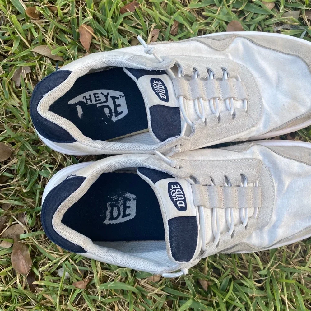 Hey Dude Hudson M Canvas Mens Sneakers White Grey Size 11 41240-10M